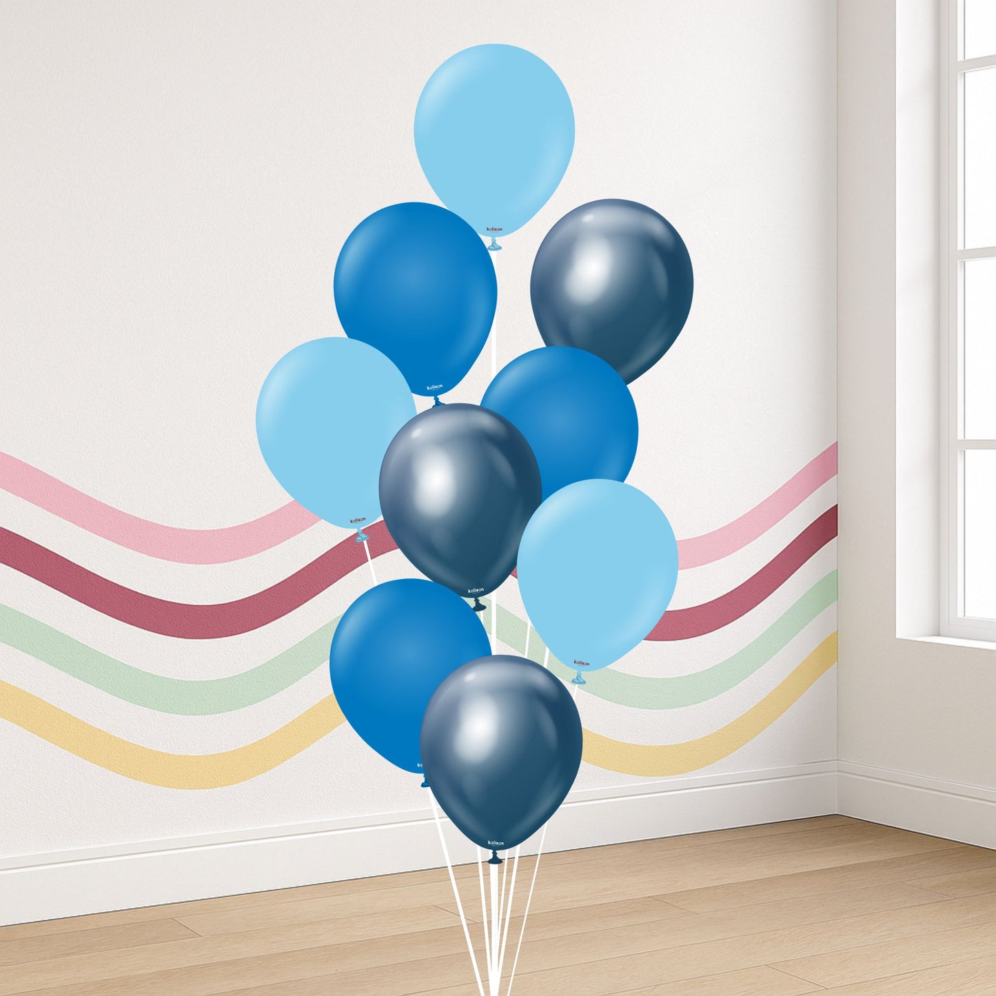 9-Balloon Bundle – 11" Kalisan Blues Balloons with Hi-Float | Things & Stuff Custom