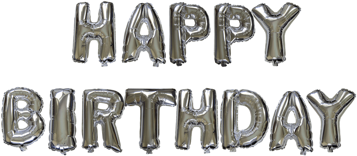 16" Silver HAPPY BIRTHDAY Foil Balloons (Air-Fill Only, Uninflated)