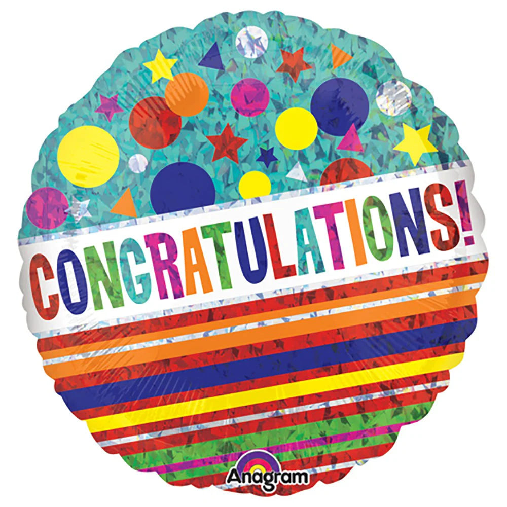 Congratulations holographic colorful balloon 18”