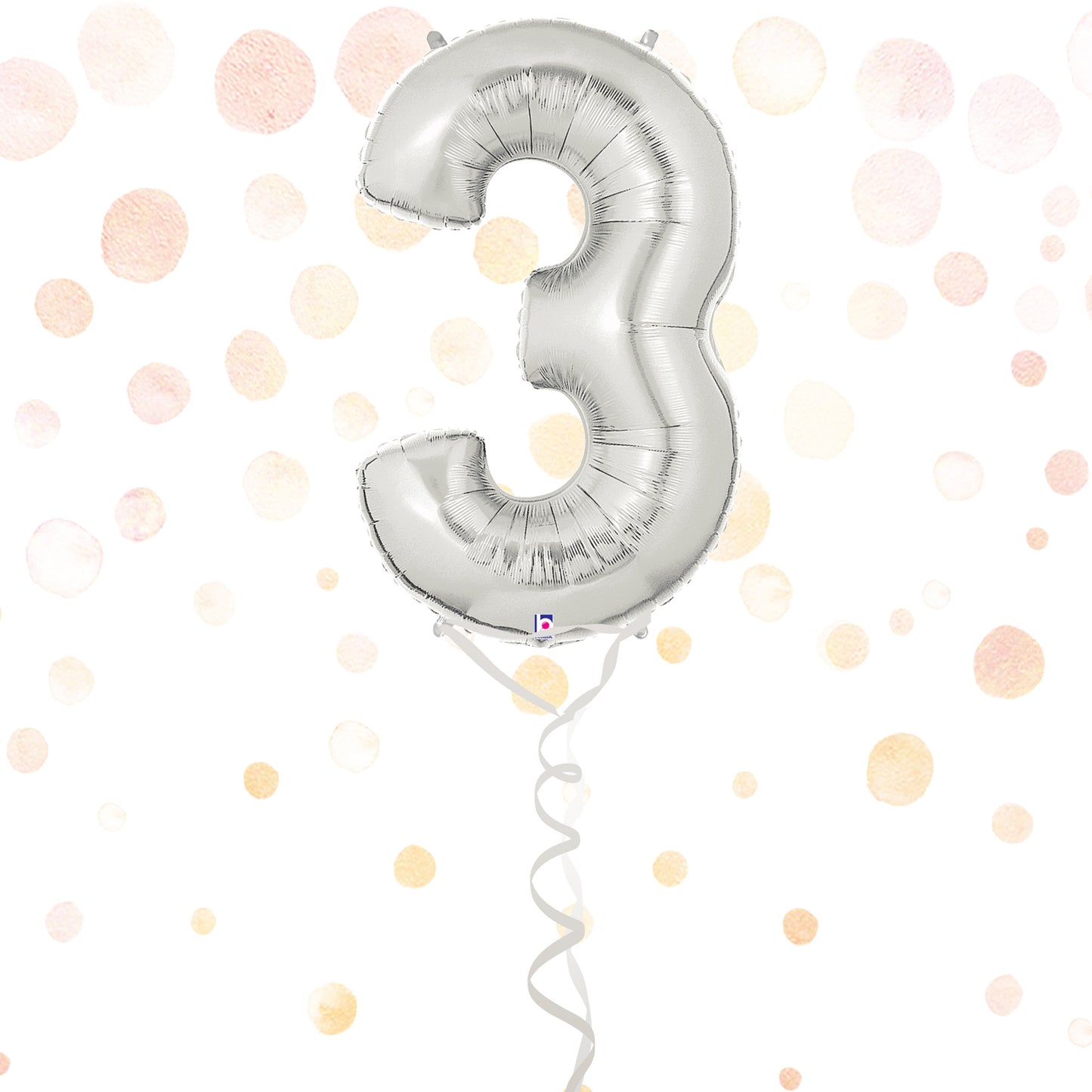 Number 3 Foil Silver Balloon