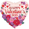 24" Happy Valentine’s Day Satin Floral Garland Chintz Foil Balloon with Helium