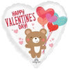 18" Happy Valentine’s Day Bear Hug Heart Foil Balloon with Helium