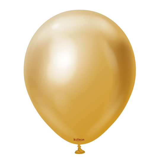 11" Helium-Filled Latex Balloon – Mirror Gold