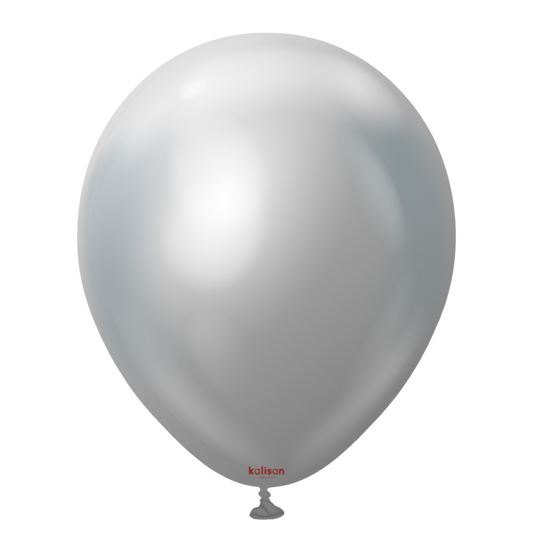 11" Helium-Filled Latex Balloon – Mirror Silver