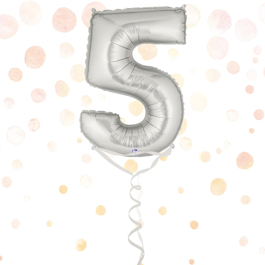 Number 5 Foil Silver Balloon