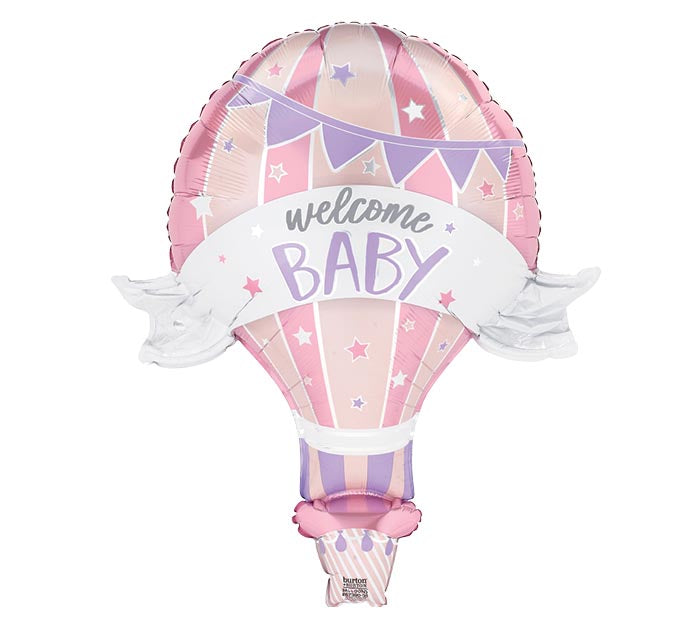 39" Welcome Baby Hot Air Balloon — Helium Filled & Ready to Float 🎈