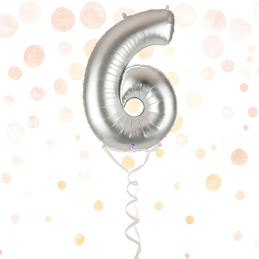 Number 6 Foil Silver Balloon