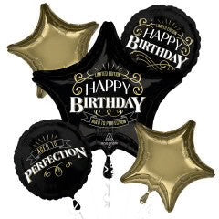 Happy birthday aged to perfection men balloon bouquet (5pcs)