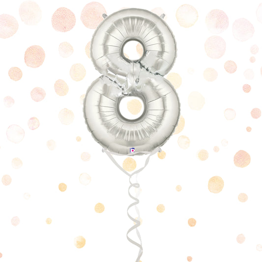 Number 8 Foil Silver Balloon