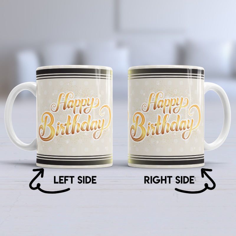 Happy Birthday Black and Gold Mug