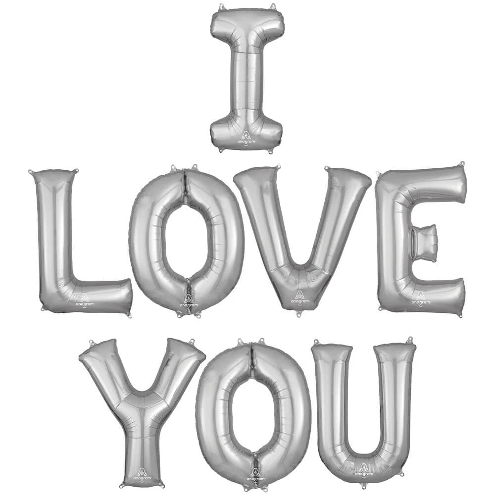 16" I LOVE YOU Anagram Letters Balloon Kit (Air-Fill Only)