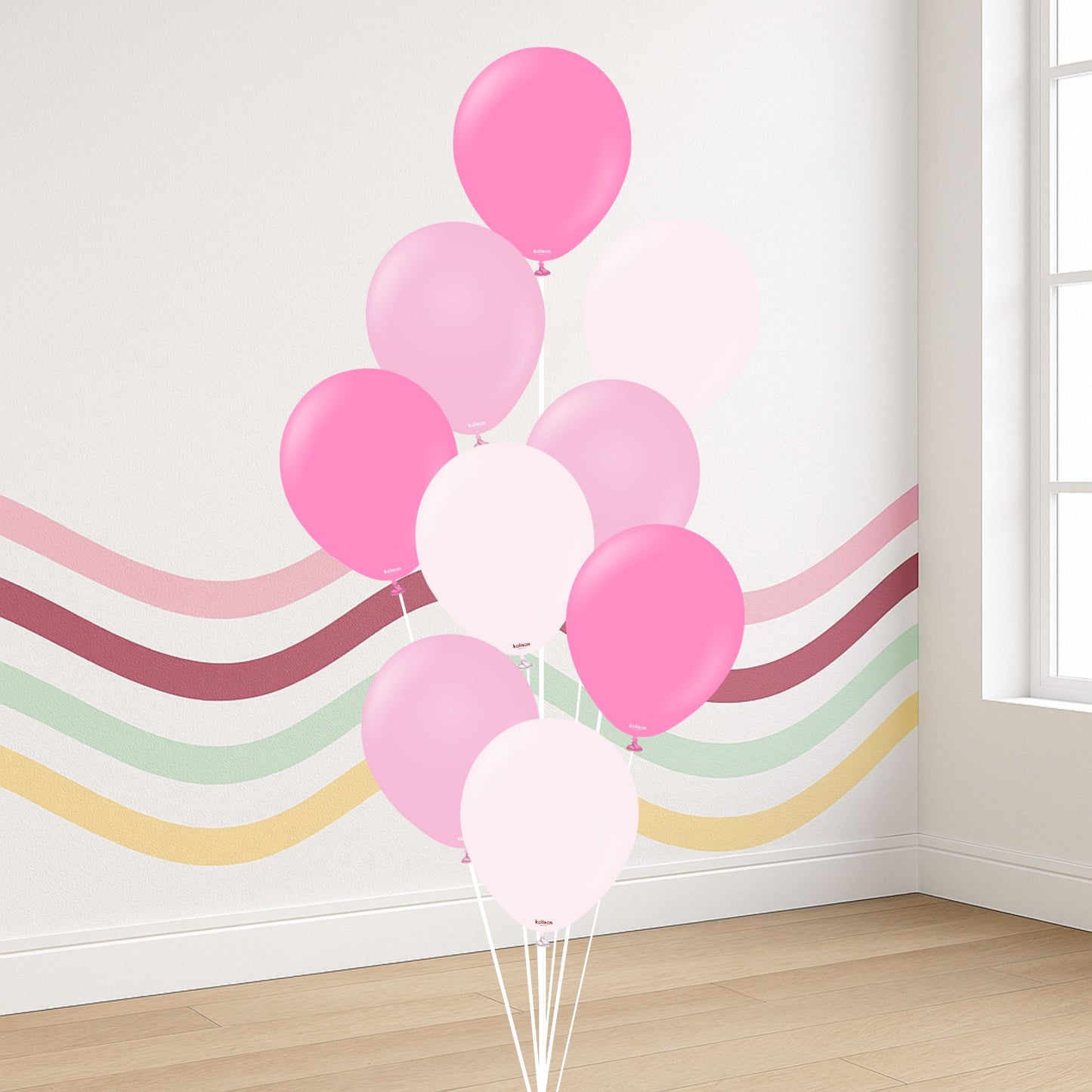 9-Balloon Bundle – 11" Kalisan Pinks with Hi-Float (Helium-Filled, Pickup Only)