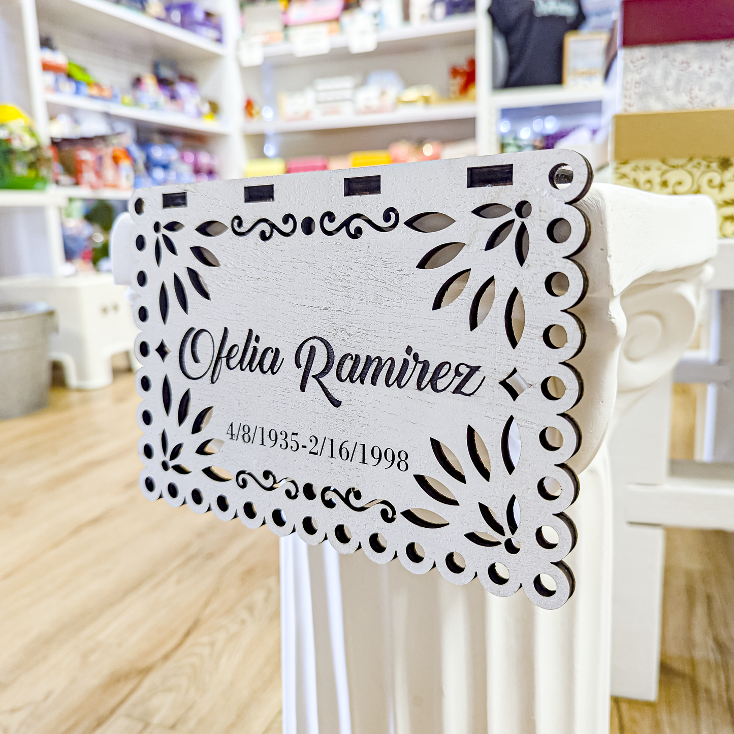 Papel Picado Mexican Ofrenda Personalized wooden banner | Letrero de madera para ofrenda personalizado