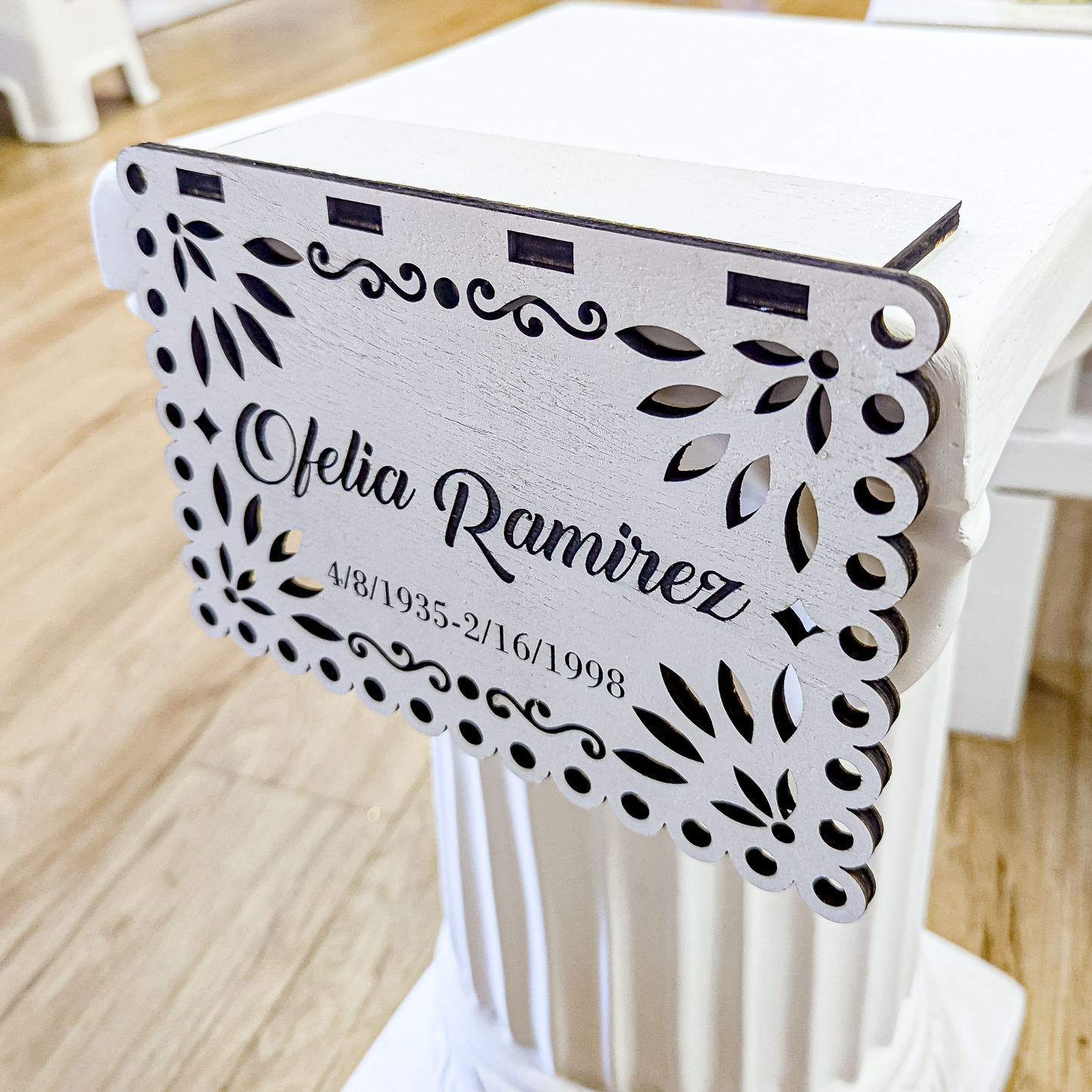 Papel Picado Mexican Ofrenda Personalized wooden banner | Letrero de madera para ofrenda personalizado