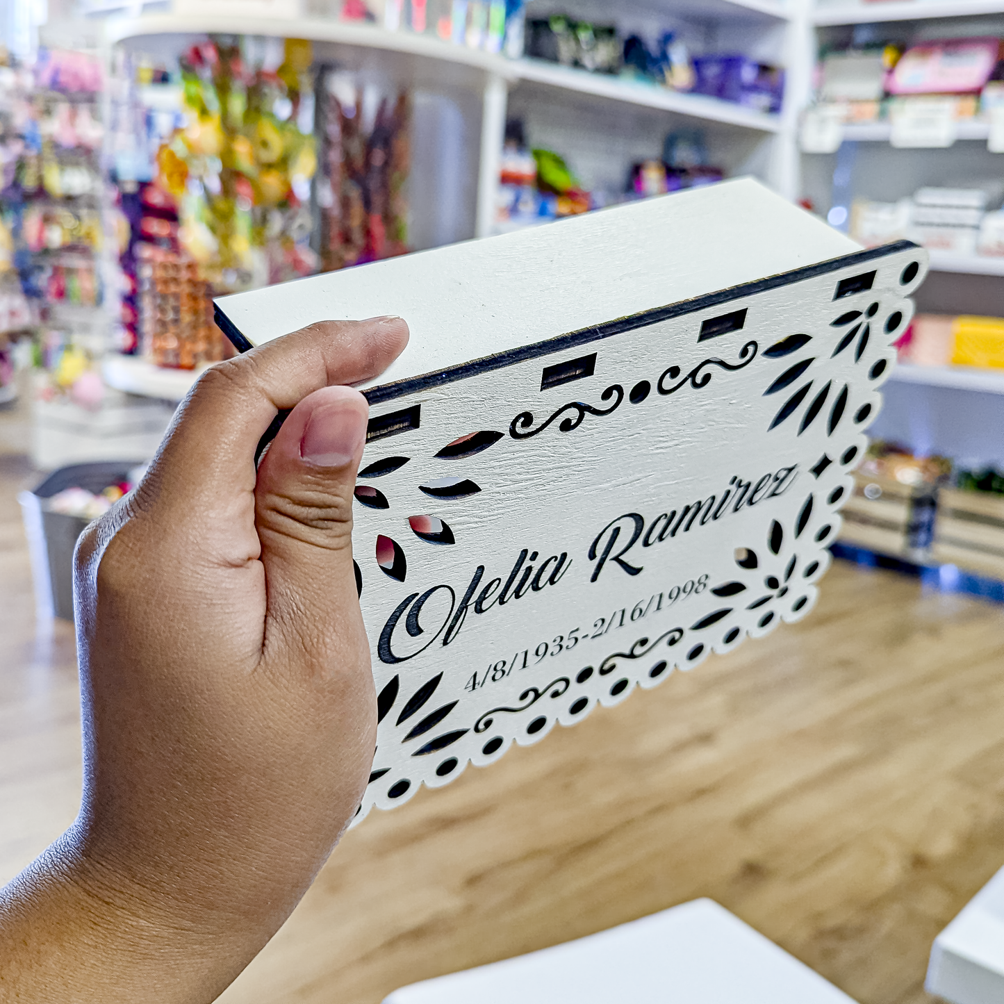 Papel Picado Mexican Ofrenda Personalized wooden banner | Letrero de madera para ofrenda personalizado