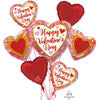 Happy Valentine’s Day Marble Heart Trio Balloon Bouquet – 5-Count with Helium