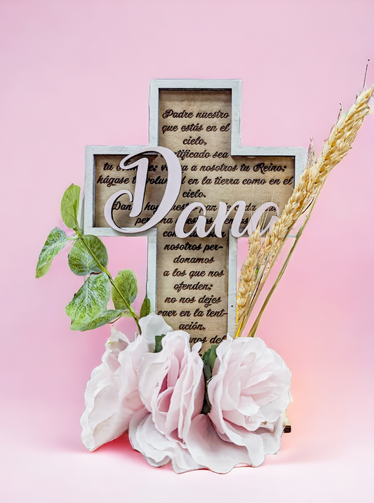 Cross for baptism | Personalized name | Wooden party favor