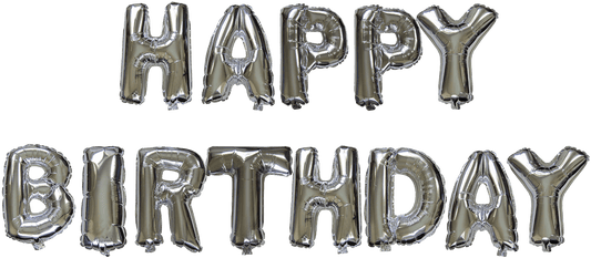 16" Silver HAPPY BIRTHDAY Foil Balloons (Air-Fill Only, Uninflated)