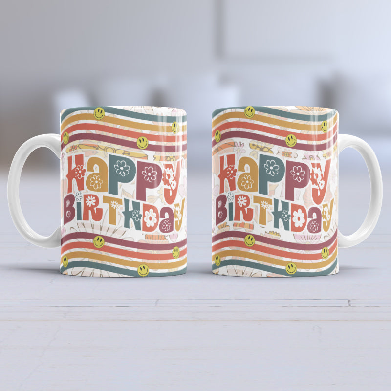 Taza vintage feliz cumpleaños