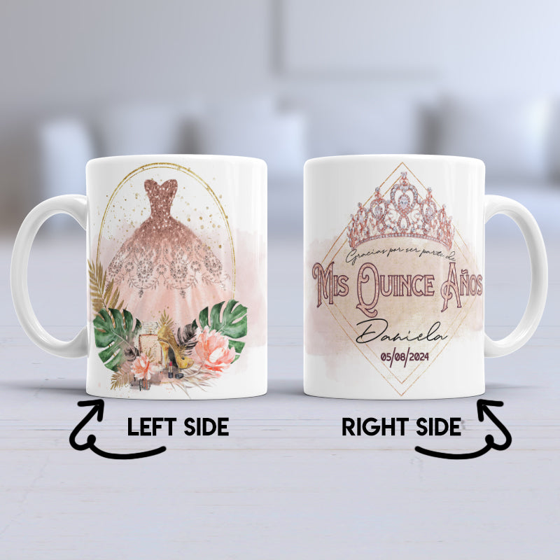 Taza Quinceañera Rose Gold